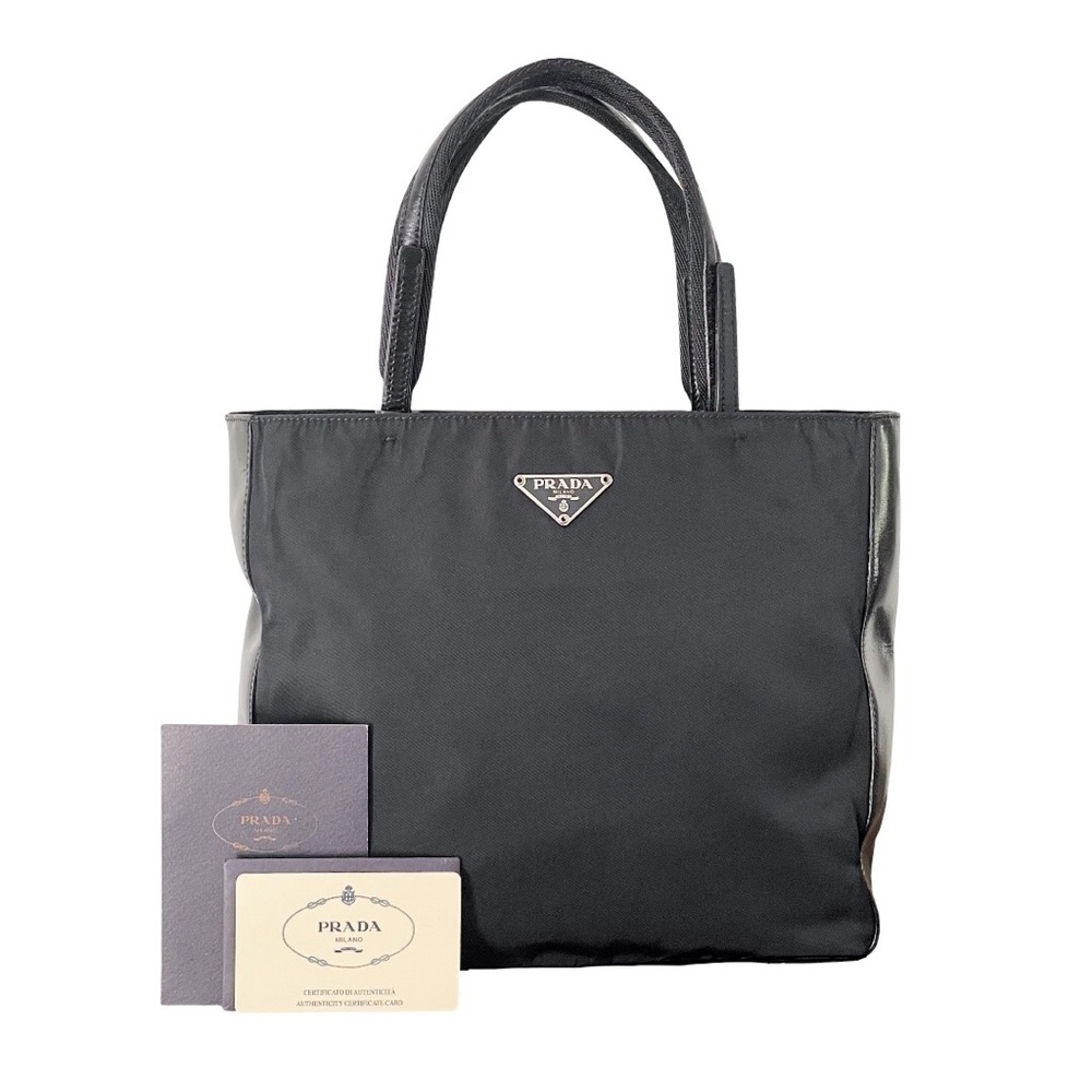 Prada black Tessuto town nylon and leather Y2K zip tote bag vintage - Picture 1 of 13
